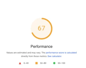 67 mobile score on pagespeed insights prior to wp rocket install