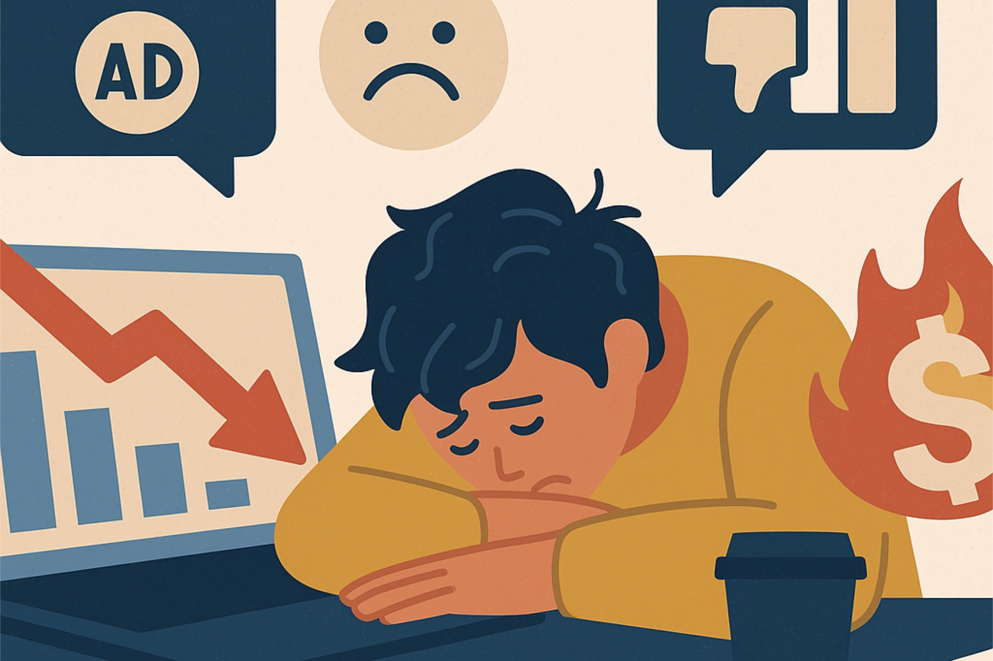 ad fatigue Cartoon impression of what ad-fatigue looks like